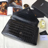 입생로랑 크로커다일 가죽 클래식 라지 컬리지 사첼백 32X20X8