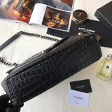 입생로랑 크로커다일 가죽 클래식 라지 컬리지 사첼백 32X20X8